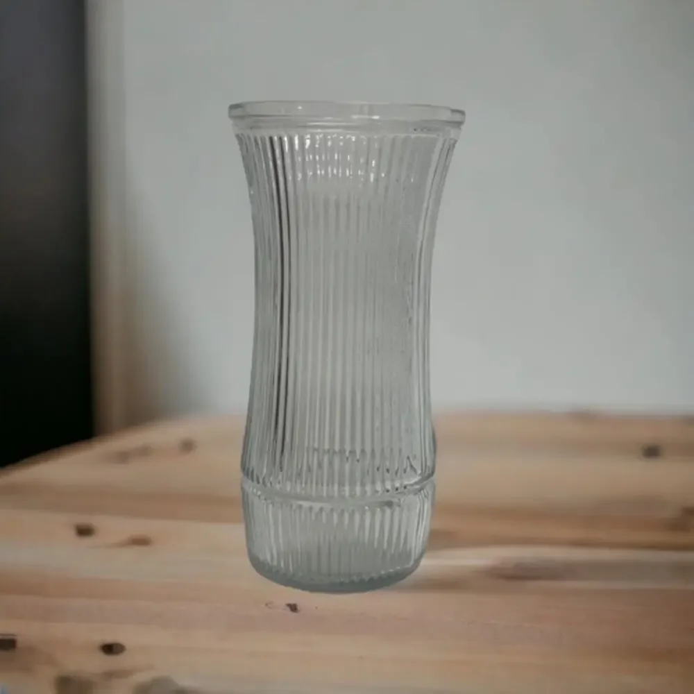 Vintage Clear Ribbed Glass Vase decor accent piece